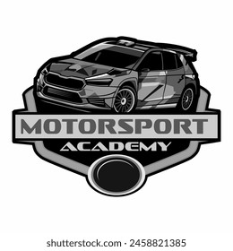 rally motorsport academy logo design vector