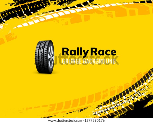 Rally race grunge tire dirt car\
background. Offroad wheel truck vehicle vector\
illustration.