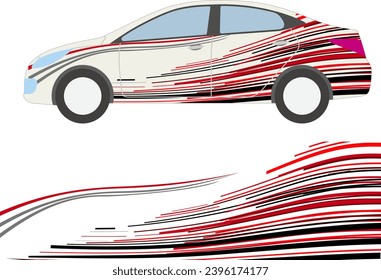 Rally racing car design, feeling of speed, as well as modern illustrative touches behind the wheel. Bright colors to change the car with cut vinyl