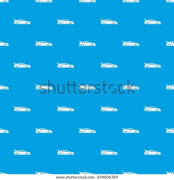 Rally racing car pattern\
repeat seamless in blue color for any design. Vector geometric\
illustration