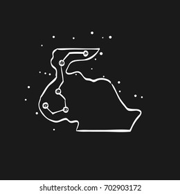 Rally route map icon in doodle sketch lines. Extreme transportation sport automotive 