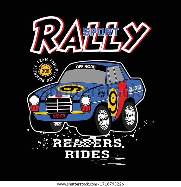 Rally sports car, vector\
illustration 