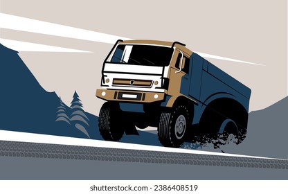 Rally truck vector illustration for emblem and logo