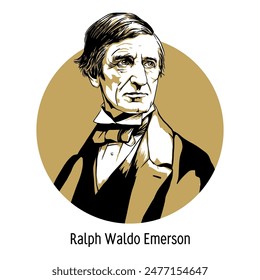 Ralph Waldo Emerson was an American essayist, poet, philosopher, pastor, lecturer, and social activist. Hand drawn vector illustration