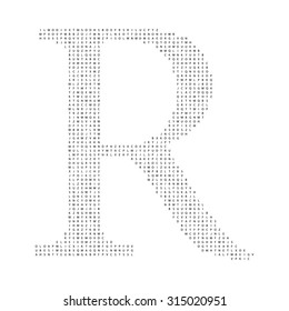 R:Alphabet letter created from letters. Vector illustration