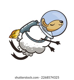  Ram Animal Science Icon Concept Isolated Premium Vector. Flat Cartoon Style. Sheep Astronaut on white background.
