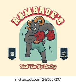 Ram Boxing Vintage And Retro Mascot Illustration
