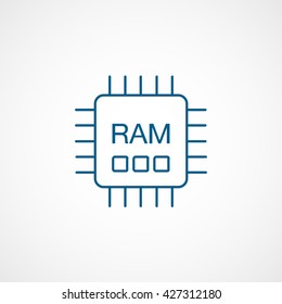 RAM Chip Blue Icon On White Background