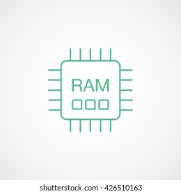 RAM Chip Green Flat Icon On White Background