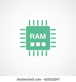 RAM Chip Green Flat Icon On White Background