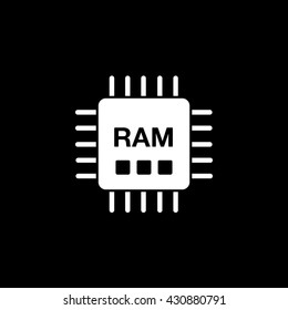 RAM Chip Icon On Black Background