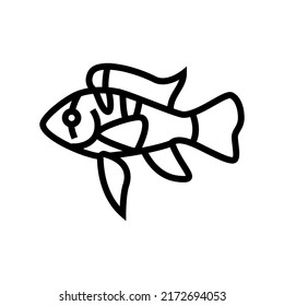 rammen cichlids Fisch Linie Symbol Vektorgrafik. rammen cichlids-Fischzeichen. isoliertes Kontursymbol