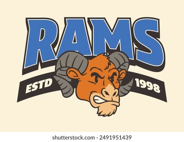 Ram College Sport Mascot Antiguas Diseño de camiseta