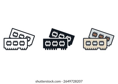 ram computer icons isolated on White Background. Flat style design,symbol collection
