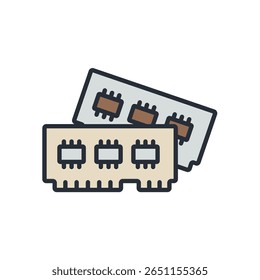 ram computer icons isolated on White Background. Flat style design,symbol collection