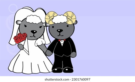 ram couple married cartoon background illustration in vector format