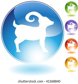Ram-Kristallsymbol einzeln auf weißem Hintergrund.