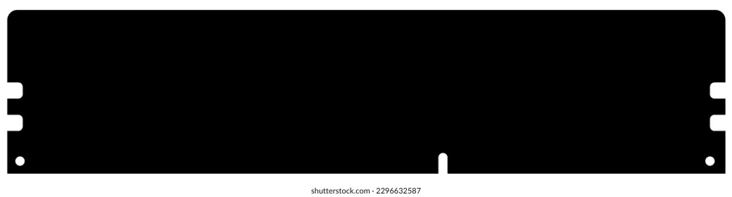 RAM for desktop computer silhouette, memory stick isolated on white background. Vector clipart.