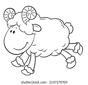 Ram. Element for coloring page. Cartoon style.