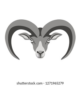 ram face ,vector illustration ,front view ,flat