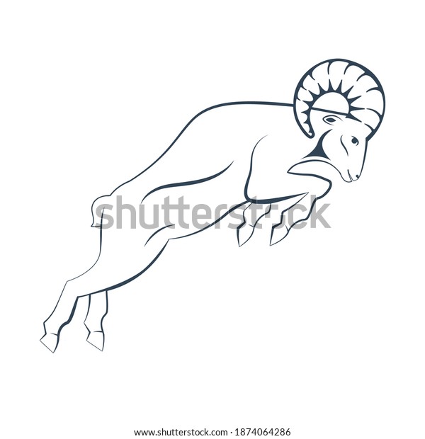 Ram Fighting Stance Large Horn Jump Stock Vector (Royalty Free ...