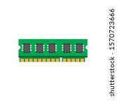 RAM flash memory chip, PC hardware icon in flat illustration vector isolated in white background