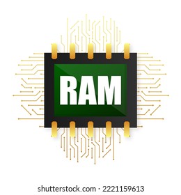 RAM-Flash-Speicherchip. PC-Hardware. Vektorgrafik