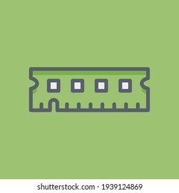 Icono Plano Ram Aislado En Fondo Blanco