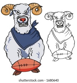 Ram Football Mascot for sport teams. Great for t-shirt designs, school mascot logo and any other design work. Ready for vinyl cutting.