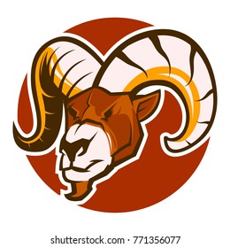 Ram Goat Head Mascot logo illustration
