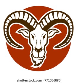 Ram Goat Head Mascot logo black and white illustration esports logo