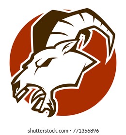 Ram Goat Head Mascot logo black and white illustration esports logo