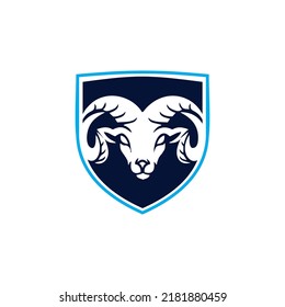 Vector de diseño con logotipo Ram Goat Head and Shield