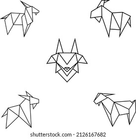 Ram, Goat Origami Geometric Image, Vector