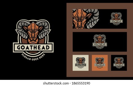 Ram, Goat, Sheep Vintage Logo Design Template