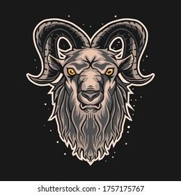 ram goat vector illustration design on dark background
