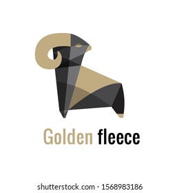 Ram. Golden fleece logo. Icon Graphic sign for your company. Polygonal graphics. Sheep.