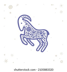 Ram. Hand drawn abstract sheep illustration. Simple drawing big horn sheep symbol. Part of set.