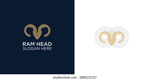 ram head abstract logo design template