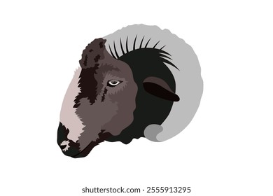 ram head animal cartoon for clip art flat style