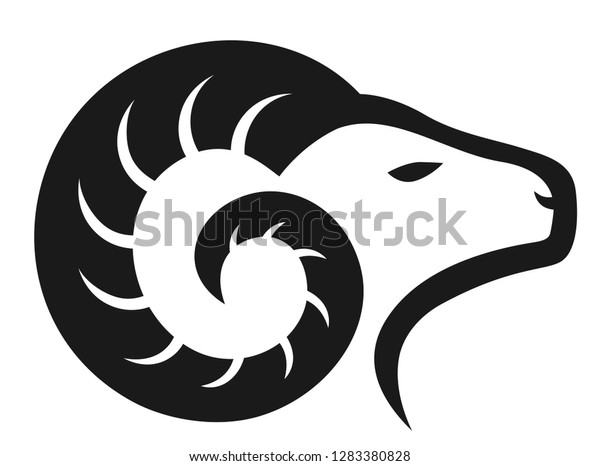 Ram Head Black Stock Vector (Royalty Free) 1283380828