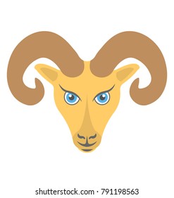 Ram head flat icon symbolising aries zodiac sign
