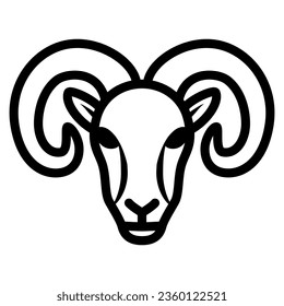 Ram head line icon, Farm animals concept, Ram symbol on white background, horned ram head icon in outline style for mobile concept and web design. Vector graphics