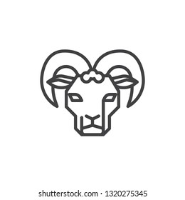 Ram head line icon. linear style sign for mobile concept and web design.  