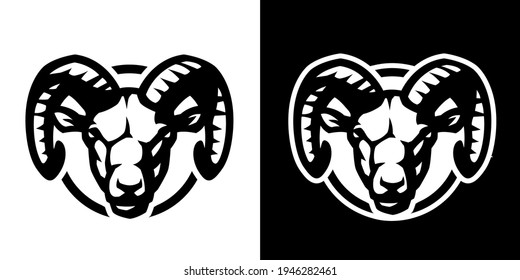 Ram head, logo. On a light and dark background.