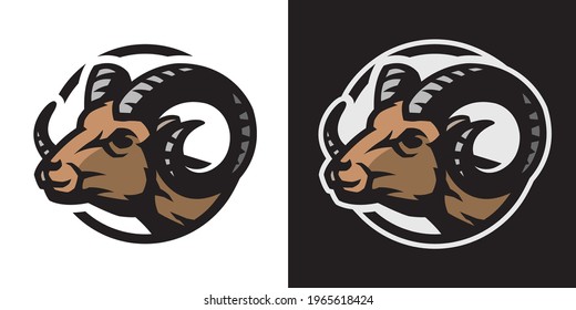 Rammkopf, Logo. Auf helldunklem Hintergrund.