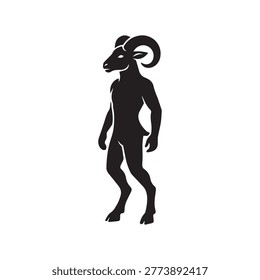 Ram head man hybrid creature icon for fantasy and zodiac branding