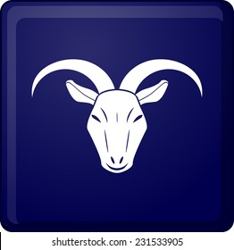Ram head on blue vector icon
