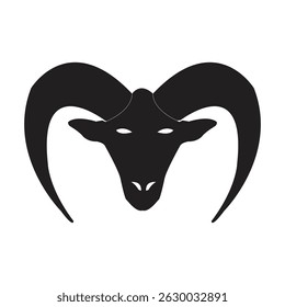Ram Head Silhouette Icon – Horned Sheep Vector Graphic for Eid or Zodiac Use animal silhouette 