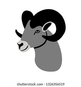 ram head,    vector illustration,  flat style, profile side